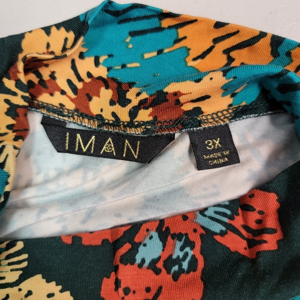Iman Women's Chic Mockneck Floral Design Long Sleeve Blouse Size 3X - Picture 3 of 6